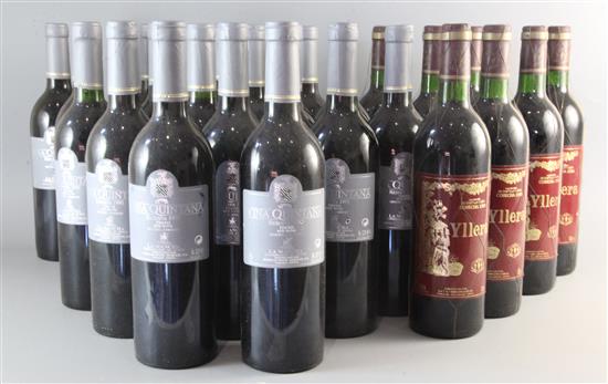 Sixteen bottles of Vina Quintana Reserva La Mancha, 1995 and seven bottles of Yllera Cosecha 1989.